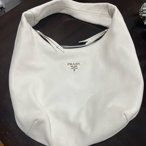 Prada white leather tote bag
